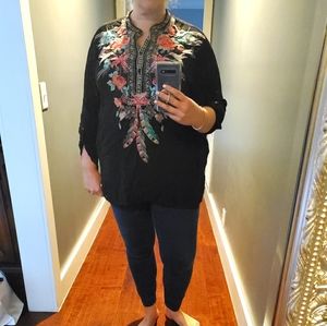 Tribal floral stitch blouse